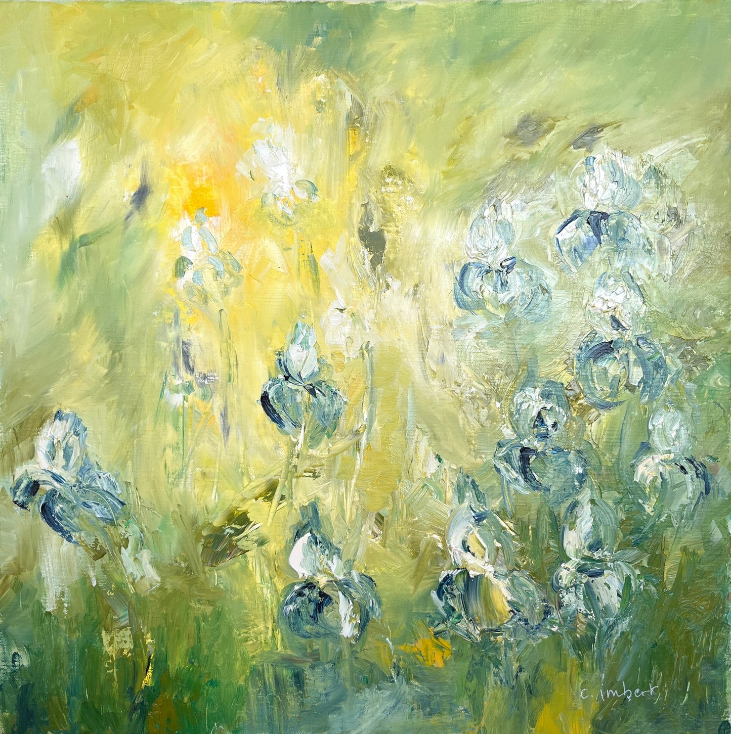 Iris sur fond jaune